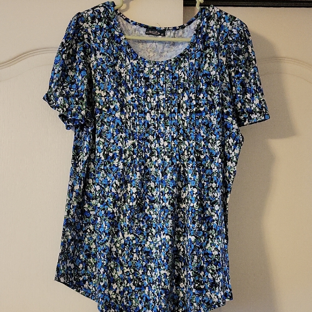 Elegant Blue Floral Women's Blouse